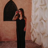 RIHAM BLACK PLISSE DRESS