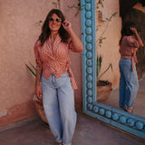 KHAYAL TERRACOTTA STRIPED BLOUSE