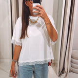 ISA WHITE LACE T-SHIRT