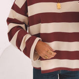 EMY ECRU/BORDEAUX STRIPED SWEATER
