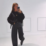 ANNELIES BLACK FRINGE SWEATER