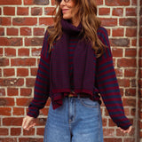 LOTTIE BORDEAUX/DARK BLUE STRIPED SWEATER