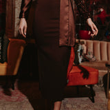 PENCIL SKIRT LONG BROWN