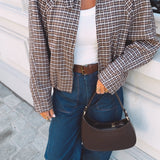 KESSY BROWN/DARK BLUE CHECKERED JACKET