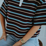 VICKY BURGUNDY STRIPED POLO SHIRT