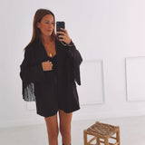 JOLENE BLACK FRINGE BLAZER