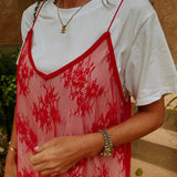 SELVA WHITE DRESS WITH RED LACE