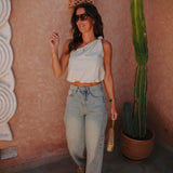 BERKANE BEIGE LINEN ONE SHOULDER BLOUSE