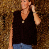 RAINELLE BROWN SLEEVELESS CARDIGAN