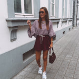 PRE-ORDER AVERY BORDEAUX CHECKERED BLOUSE