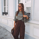 DUSTINE KHAKI STRIPED BLOUSE