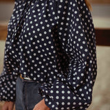 EUDORA DARK BLUE POLKADOTS BLOUSE