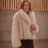 LENORA BEIGE FAUX FUR JACKET