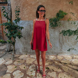 ALEGRE RED LINEN DRESS