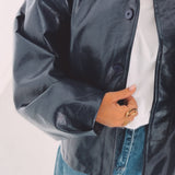 AMELIE DARK BLUE SHINY LEATHER JACKET