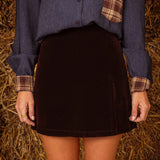BRASKA BROWN VELVET SKORT