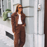 SERAPHINE BROWN DENIM TWO-PIECE SET