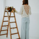 FRANCESCA ECRU LACE KNIT SWEATER