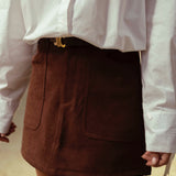 RUSTEEN BROWN SUEDE SKIRT