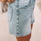 RHINESTONE BLUE DENIM SHORT ST1104