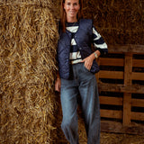 ELVINA DARK BLUE SLEEVELESS JACKET