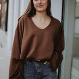 NAIDA BROWN V-NECK SWEATER