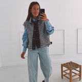 LINDE BROWN/LIGHT BLUE TEDDY JACKET