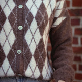 PHAEDRA ECRU/TAUPE ARGYLE CARDIGAN