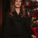 DELLA-RAE BLACK WRAP BLAZER