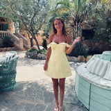 PAMPLOMA YELLOW OFF SHOULDER DRESS