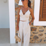 BENIRRAS ECRU LINEN TWO-PIECE SET