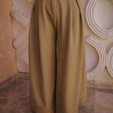 SIHAM KHAKI WIDE LEG PANTS