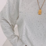 JOELLE WHITE RHINESTONE LONGSLEEVE SHIRT
