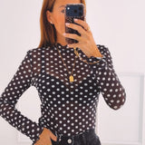 MIREYA BLACK POLKADOTS LONGSLEEVE SHIRT