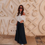 SIHAM DARK BLUE WIDE LEG PANTS