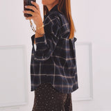 KIRSTEN DARK BLUE CHECKERED BLOUSE