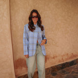 IFRANE LIGHT BLUE CHECKERED BLAZER