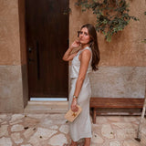 ESTEFANIA BEIGE LINEN TWO-PIECE SET