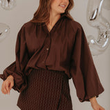 PARTY QUEEN BROWN RHINESTONE SKORT