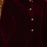 HOLLIS BORDEAUX VELVET DRESS