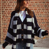 LOST IN THE CITY DARK BLUE/GREY CARDIGAN WITH SCARF