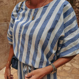 HERMOSILLO BLUE STRIPED BLOUSE