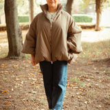 HELLO OCTOBER TAUPE PUFFER JACKET