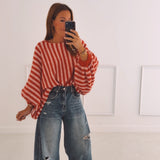 CHESTINA RED STRIPED PULLOVER