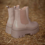 BRINDLE TAUPE LEATHER BOOTS