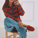 HYACINTH GREY/RED STRIPED KNITTED PULLOVER
