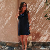 TANGER DARK BLUE ONE SHOULDER DRESS