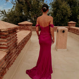 ILHAM FUCHSIA OFF SHOULDER DRESS