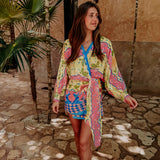 SIERRA BUTTER YELLOW/PINK BIRD DRESS