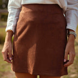 SUNSETRIDGE CAMEL SUEDE SKIRT